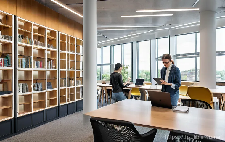 전문 직종별 특화 도서관 - Image Prompt 1: The Modern Digital Learning Hub**
