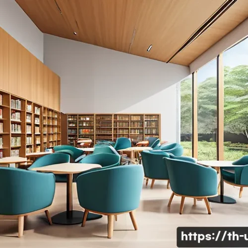 Home 33 노인 맞춤형 도서관 운영 - A cozy library interior designed specifically for elderly users in Thailand, featuring ergonomic fur...